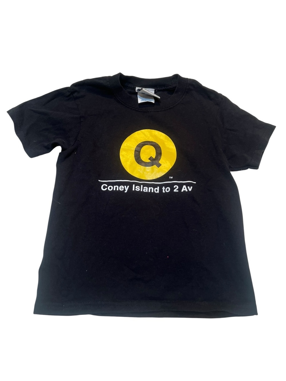 NYC Subway Line T-Shirt Q Train (Coney Island to 2nd Ave) Black Yellow XS